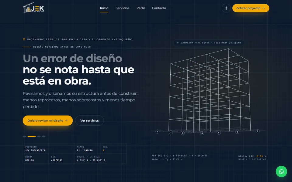 Sitio web de JEK Ingeniería