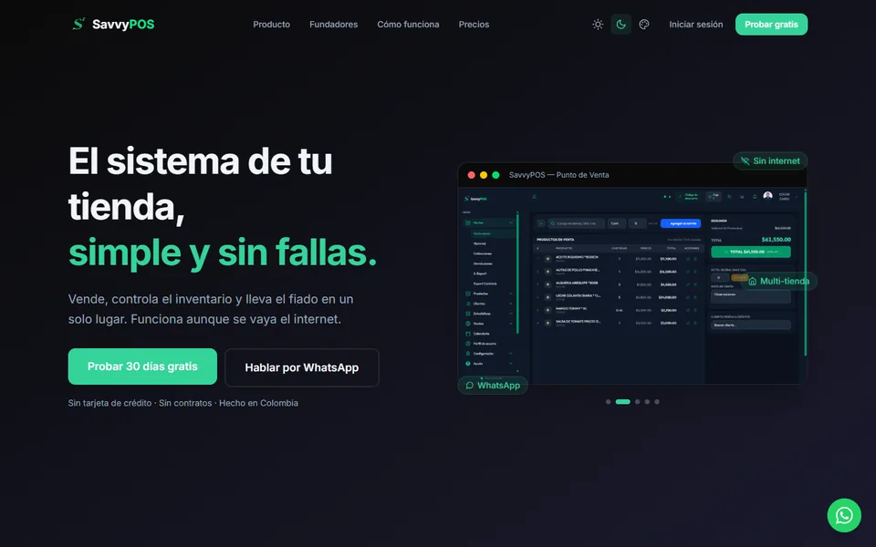Sitio web de SavvyPOS
