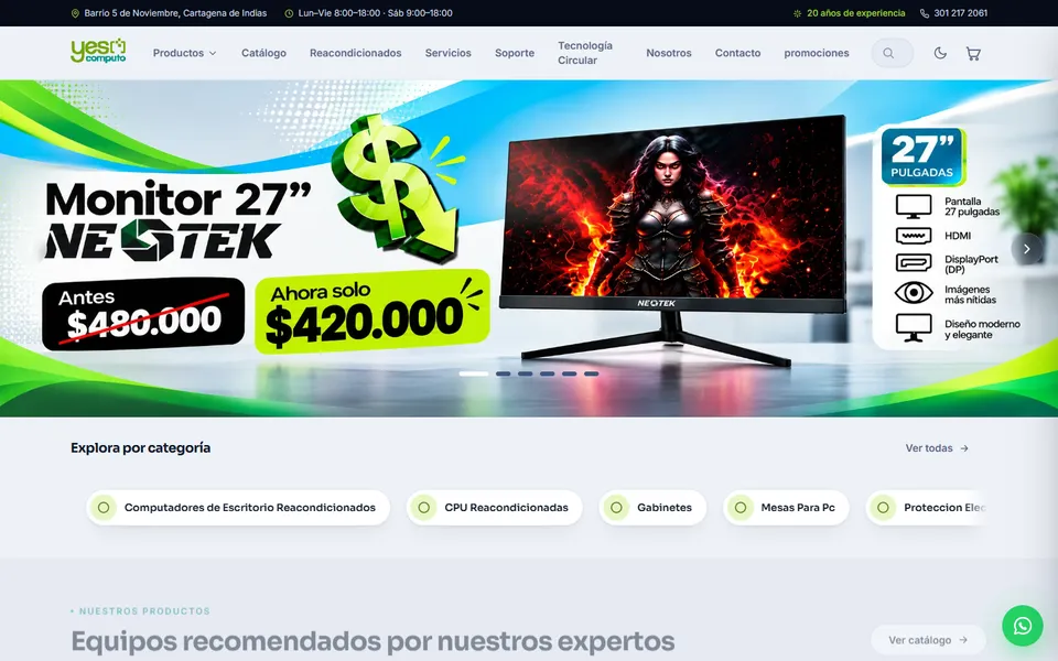 Sitio web de Yes Computo